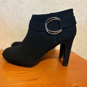 Impo Prisma Black Ankle Boots with Silver Buckle Size 8